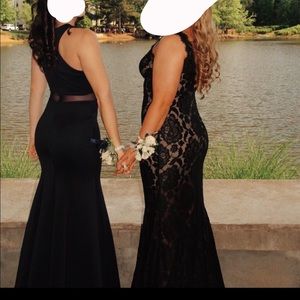 Black lace prom dress